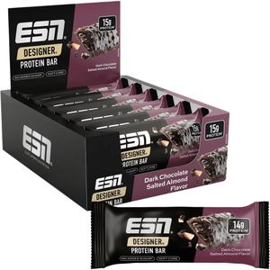 ESN Proteinriegel Designer Protein Bar, 12 Riegel, Dark Chocolate Salted Almond, je 45 g, pro Riegel 15 g Protein
