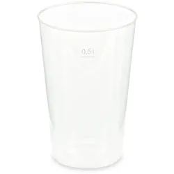 VEPATIM 12x Mehrwegbecher Pfandbecher transparent stabil+ PP 0,5L Eichstrich O 93mm