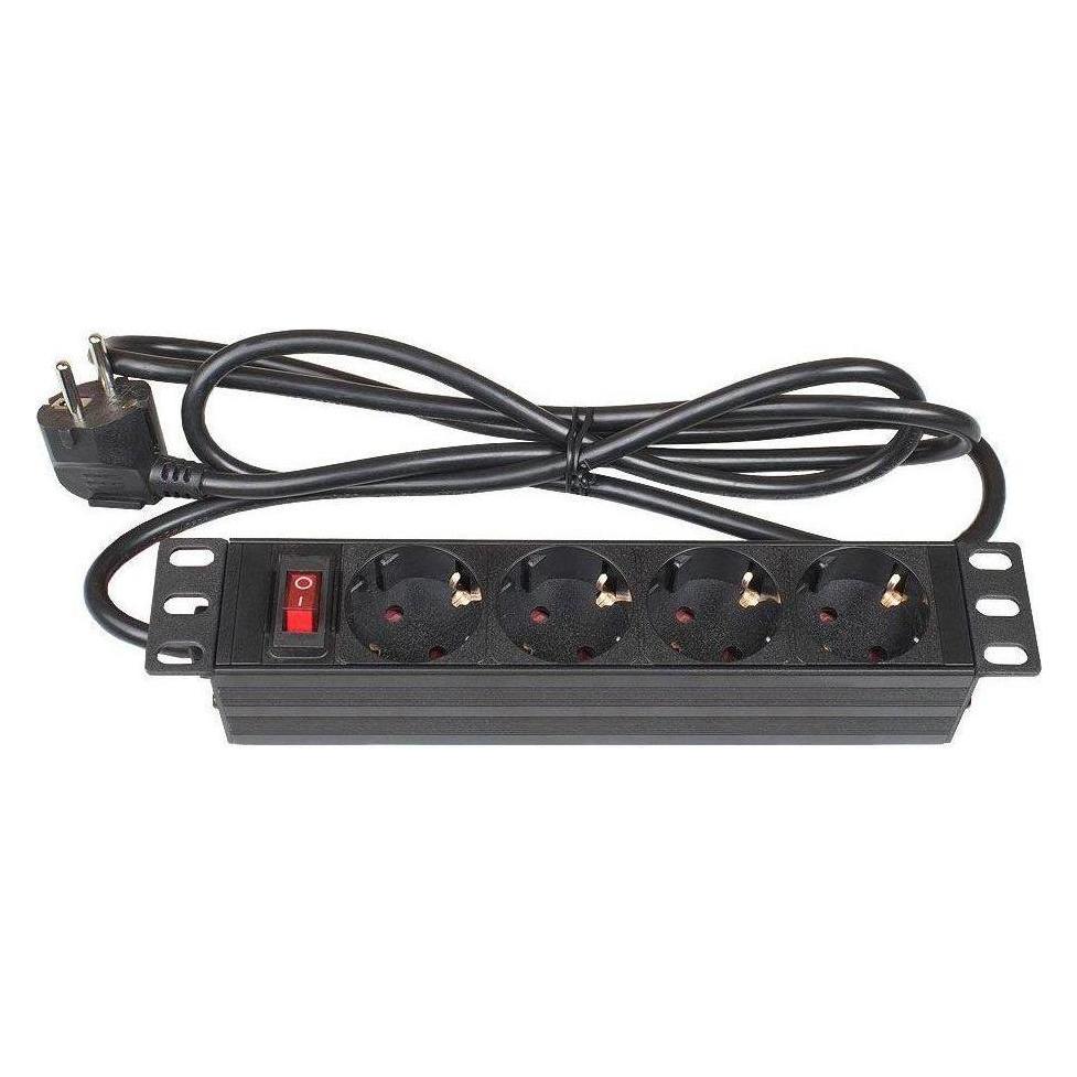Varia 10" PDU Steckdosenleiste, 1HE, Schutzkontakt-Stecker an 4x Schutzkontakt-Buchse (SO-38227)