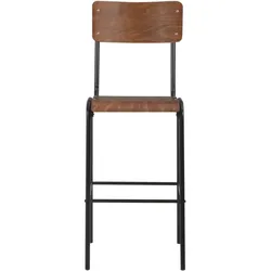 vidaXL Barhocker 2 Stk. Braun Massives Sperrholz Stahl