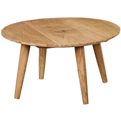 Runder Couchtisch Massivholz Akazie - Stabile Holzbeine, Pflegeleicht, Handgefertigt. 75x75x40 cm | Kadima Design