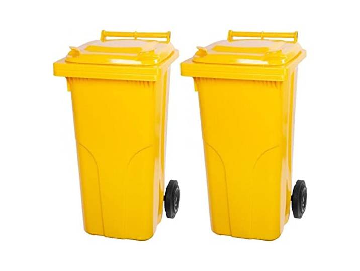 PROREGAL SuperSparSet 2x 2-Rad-Mülltonne MGB HDPE-Kunststoff 120 Liter Gelb Mülltonne, Müllgroßbehälter, Mülleimer, Abfalltonne, Müllbehälter, Universaltonne