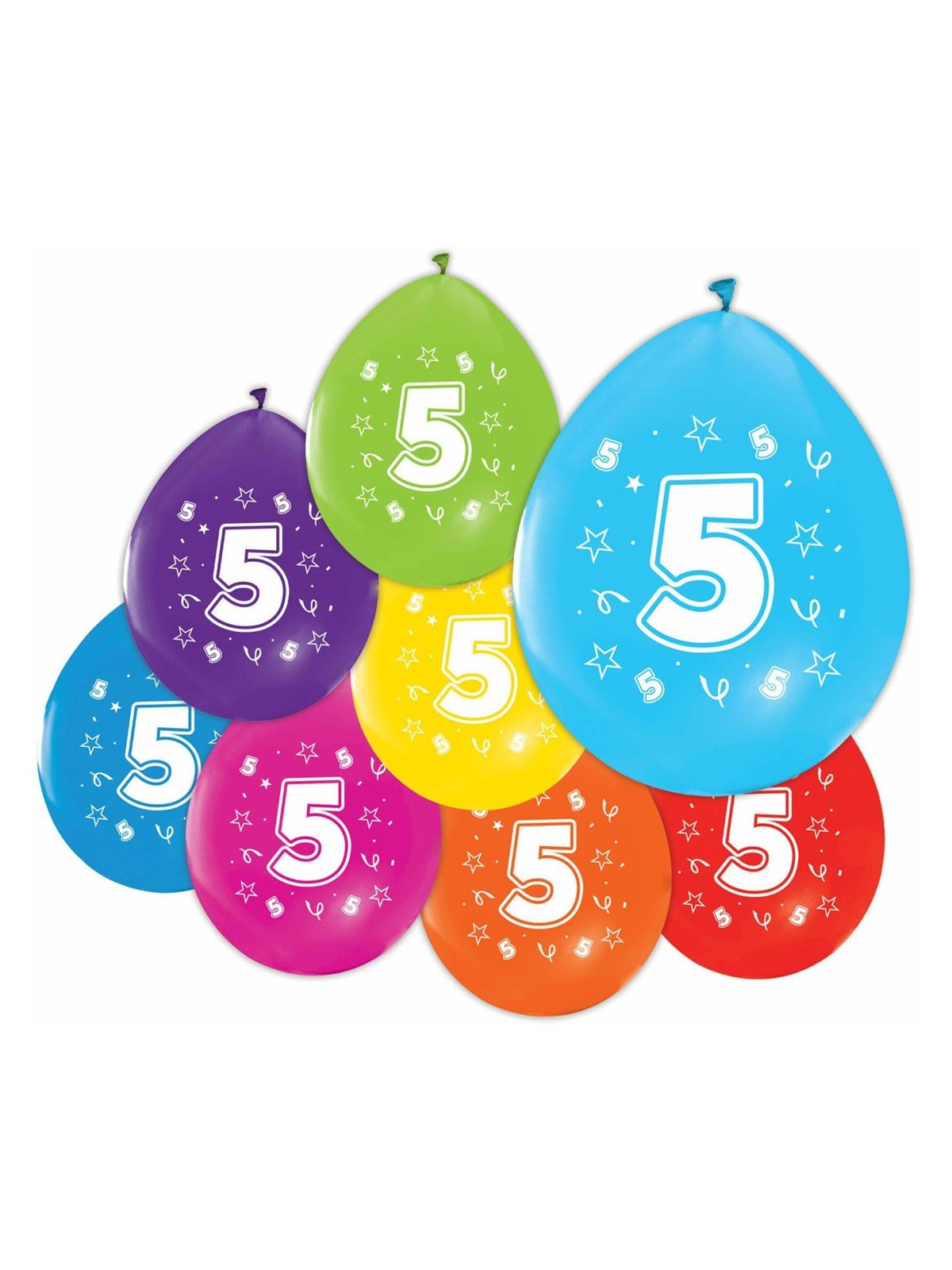 Globos Balloons 2-sided Printed Number 5 8 pcs.