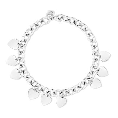 Armband ECHTZEIT "Schmuck Geschenk Edelstahl Armkette Endless Love Herzen", silber (silberfarben), Armbänder, Damen, 23cm, Edelstahl, Armband