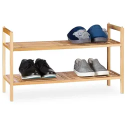 Relaxdays 3 x Schuhregal stapelbar Walnuss Hellbraun