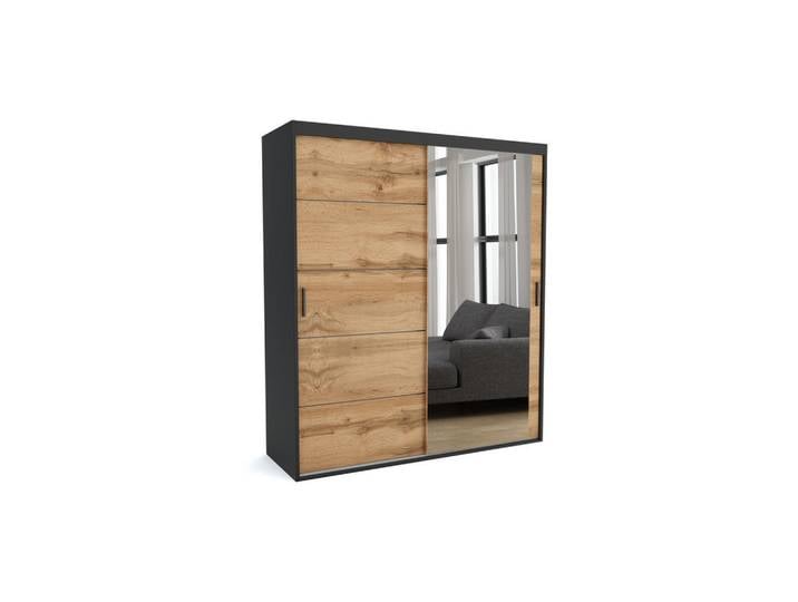 Furnlux Kleiderschrank MAT A Braun 120x60x205 cm, 120x205x60 cm, Schlafzimmer, Kleiderschränke