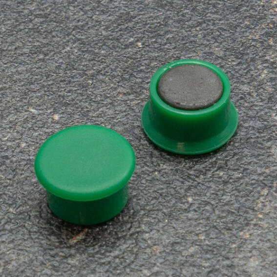 SPRINTIS 10 Unités - Aimant de bureau, rond 13 mm   vert, plastique, ferrite