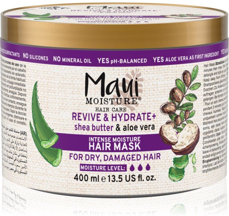 Maui Moisture Revive & Hydrate + Shea Butter & Aloe Vera Feuchtigkeitsspendende Maske mit ernährender Wirkung für das Haar 400 ml