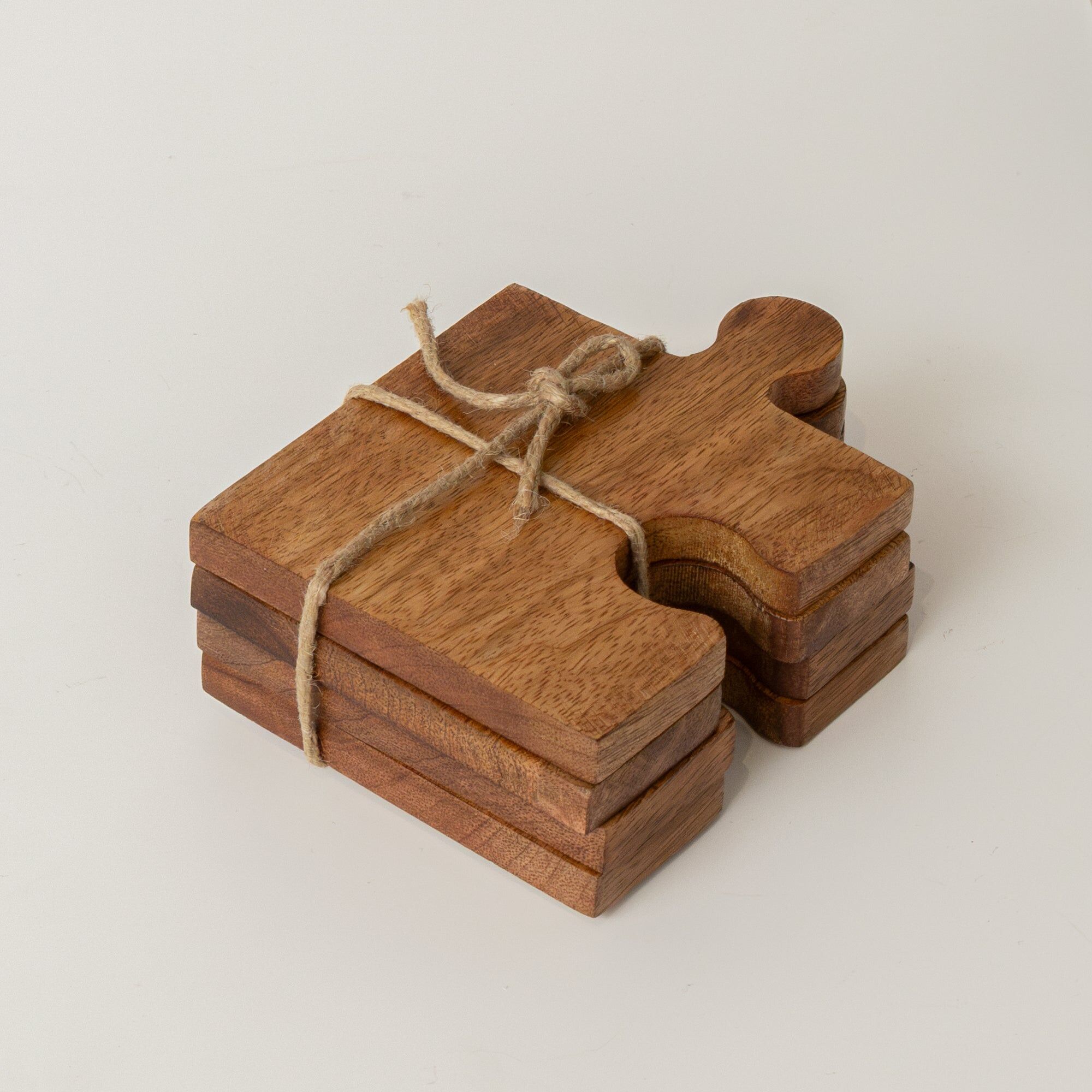 Set of 4 Mango Wood Jigsaw Shaped Coasters Mango Wood