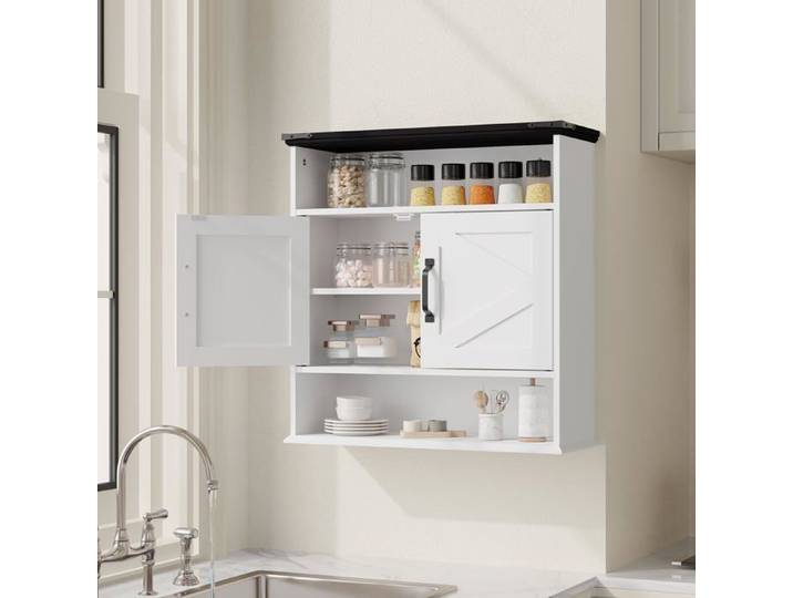 KOIOPLIE Armoire murale de salle de bain style farmhouse 63 cm Portes coulissantes grange étagères réglables