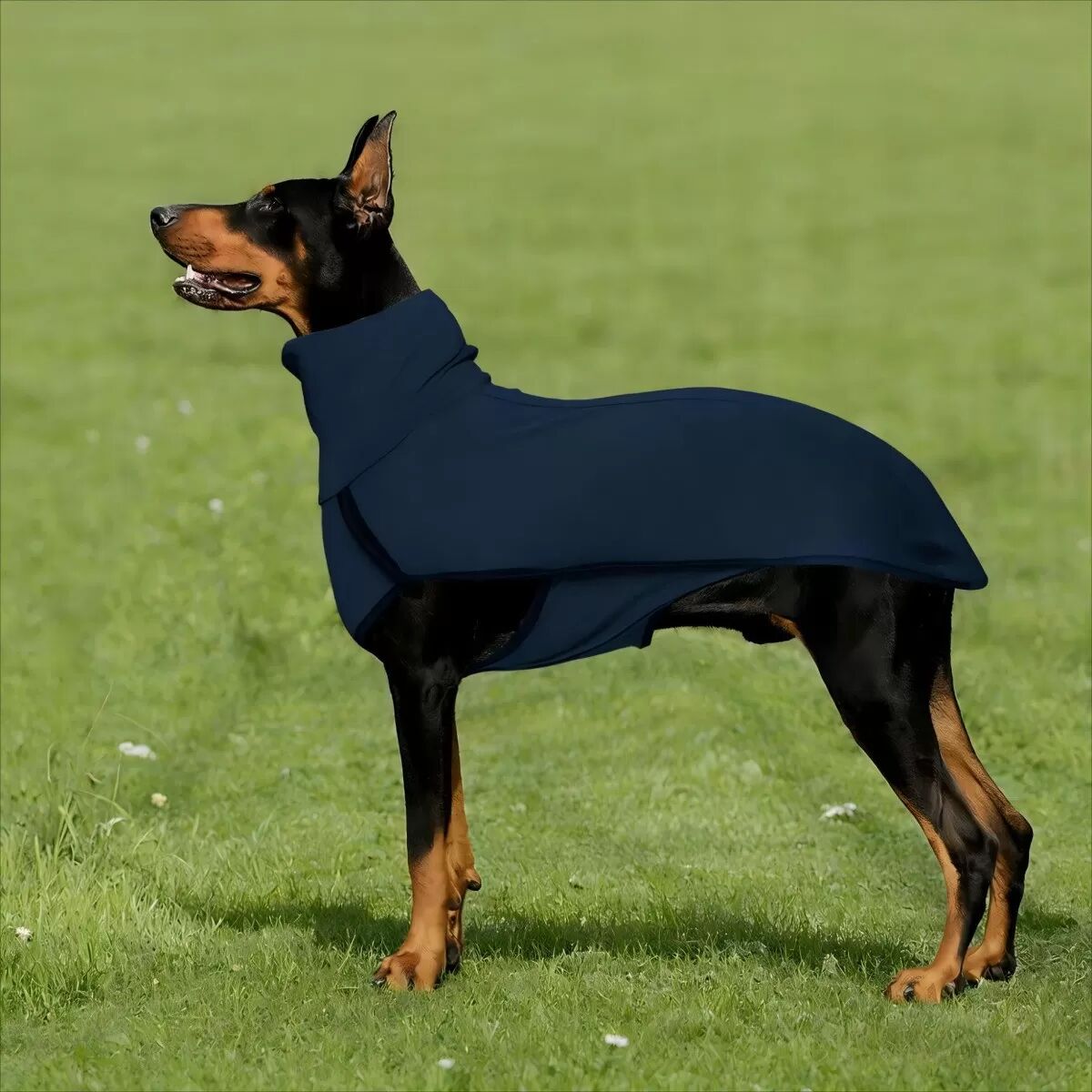 INF Warmes Hunde-Halsband-Weste in Uni – Bequeme Kleidung für Zuhause Dunkelblau 3XL