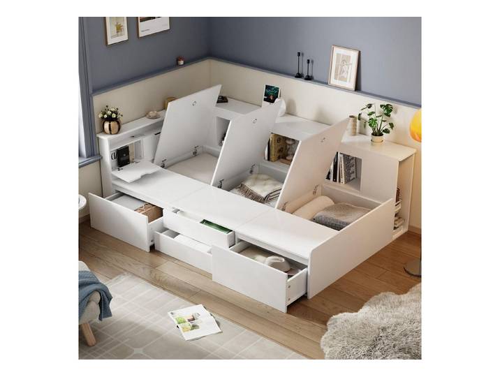 LuxusKollektion Kinderbett Kinderbett 90x200 weiss Multifunktion