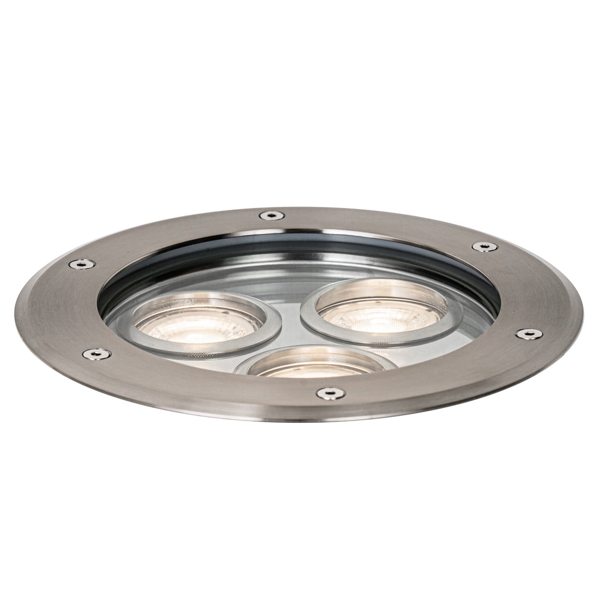 Qazqa Moderne Grondspot in RVS Zilver - IP65 - Dimbaar - Rond