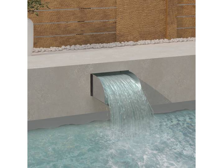Cascade avec LED 30x34x14 cm en acier inoxydable 304, fontaine de piscine cascade, pour jardin et piscines, élément aquatique