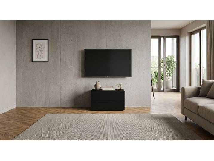 Niedriges Lowboard schwarz MDF Lackiert Tiefs­chwarz RAL&nbsp;9005