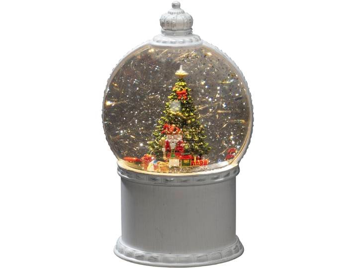 KONSTSMIDE LED Dekoobjekt LED Kugellaterne, Weihnachtsszenerie , weiß, 1 warm weiße Diode , weiß, 1, Ø 12,5cm H: 21cm, 1 Stk., Leuchten, wählbare Energieversorgung zwischen USB oder Batteriebetrieb, 5h Timer, LED Dekoobjekt
