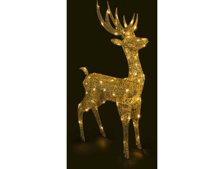 Weihnachtsbeleuchtung Rentier Floki - Farbe: gold - LED - Lichtfarbe: Warmweiss - Material: Kunststoff/Metall - 766
