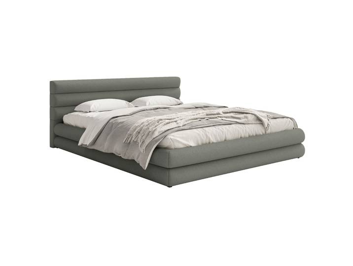 Gepolstertes Bett 180x200 cm Alegre mit Bettkasten, grau,