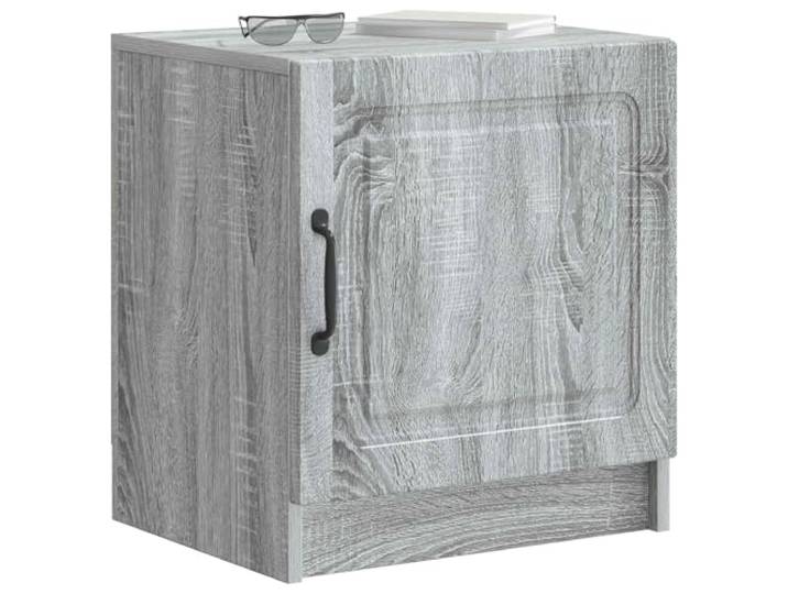 KTHLBRH Nachtschrank 2-teilig Grau Sonoma 43 x 34,5 x 47 cm Technisches Holz, 90° drehbare Tür, schwarzer Griff, moderner Vintage-Stil
