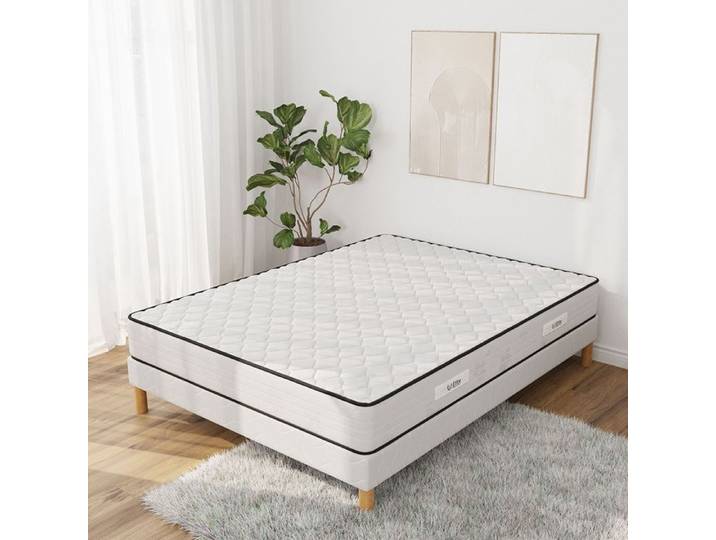 Ensemble MEDICALTEX Sommier + Matelas 200x200 cm Hauteur 20cm Mousse Polyuréthane 8 Pieds Confort mi-ferme