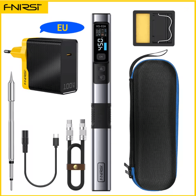 Inspire Essentials FNIRSI HS02 Smart Soldering Iron 100W With Adjustable Temperature And PD QC Fast Charging hs 02a b 100w