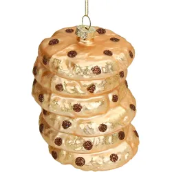 Christbaumschmuck Glas 9,5cm Keks-Stapel Kugeln Weihnachtsbaum Anhänger Weihnachten Christbaumanhänger Weihnachtsbaumschmuck Hellbraun