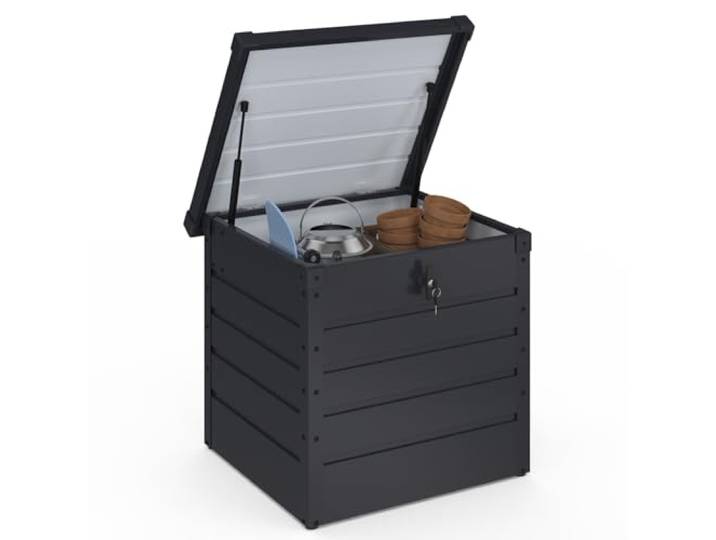 IDMarket - Coffre de rangement jardin métal 200L gris anthracite Coffre verrouillable pour jardin 68x62\,5x63 cm