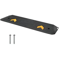 VEVOR Schwellenrampe Vollgummi Türschwellenrampe 15Tonnen Tragfähigkeit Bordsteinrampe mit Kanal 113x24,1x2,5cm Rollstuhlrampe Auffahrrampe Gummirampe Ideal für unebenen Boden Bordsteinkanten