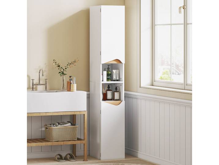 HOMCOM Colonne Salle de Bain 2 Portes Étagères Réglables Blanc