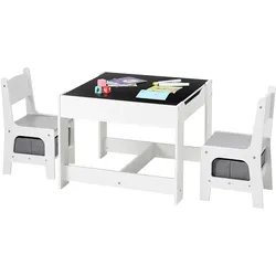 VEVOR Kindertisch mit 2 Stühlen & Stoffaufbewahrungsbox unter den Stühlen, Maltisch Set zum Lesen Lernen Zeichnen Schreiben, Kindersitzgruppe Kindertagesstätte, Basteltisch Spieltisch Schreibtisch
