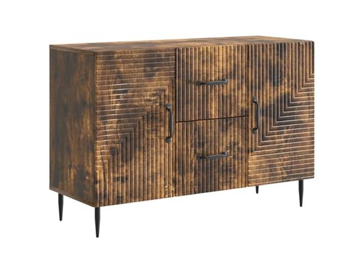 KKgypkn Sideboard Geräucherte Eiche 89 x 34,5 x 60 cm Holzwerkstoff, Stangengriff, konische Beine, Vintage-Stil, für Wohnzimmer