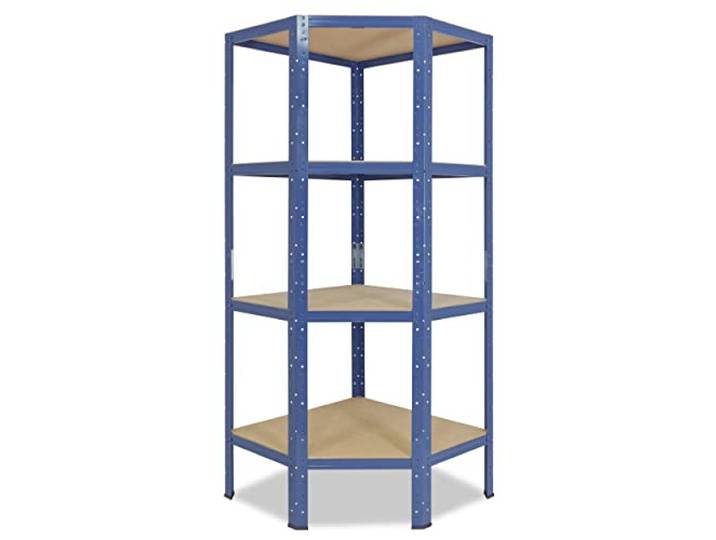 shelfplaza Home 155x60x30 cm Eckregal blau mit 4 Böden Kellerregal · Lagerregal · Metallregal · Regale für Kellerraum · Steckregal · Abstellraum Regal