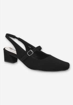 Women's Cameo Sling Back Heel by Easy Street in Black Lamy (Size 8 M)