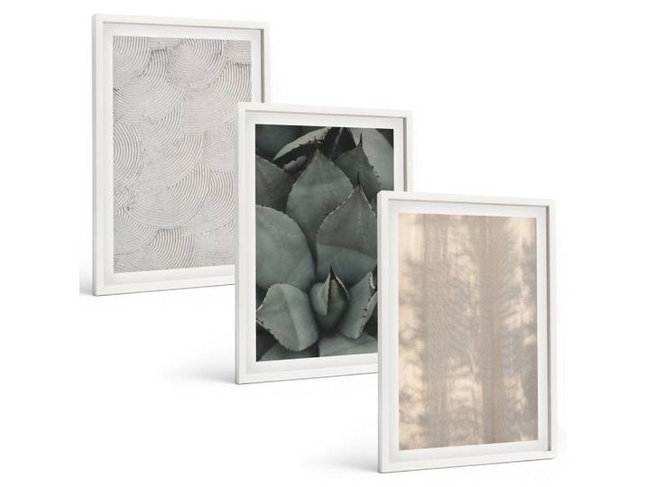 BILDER SET 3er Set - 40x60 cm Weißer Rahmen - Sommerliche tropische Texturen