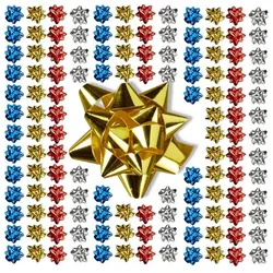 Relaxdays Geschenkschleifen 200er Set Blau,Rot,Silber