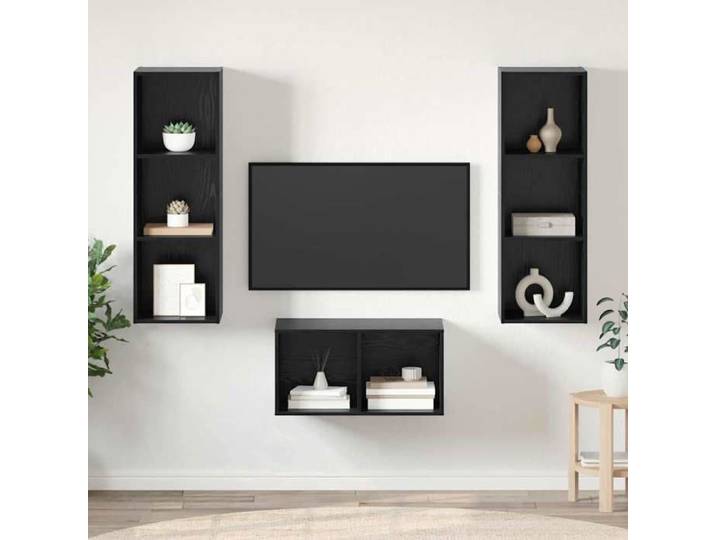 NEW 2026  Ensemble meuble TV Placards TV Montage mural Chêne noir 37x37x107 cm L8056