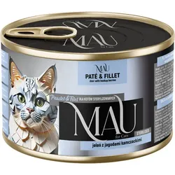 MAU Pastete und Filet – Nassfutter für kastrierte Katzen: Hirsch mit Kamtschatka-Beeren 185g