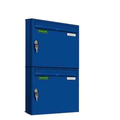 AL Briefkastensysteme 2 x Basic Wand Briefkasten in RAL Farbe 5010 Enzian Blau für Post A4, wetterfest, Artikelnummer: 431P2EA1P5010