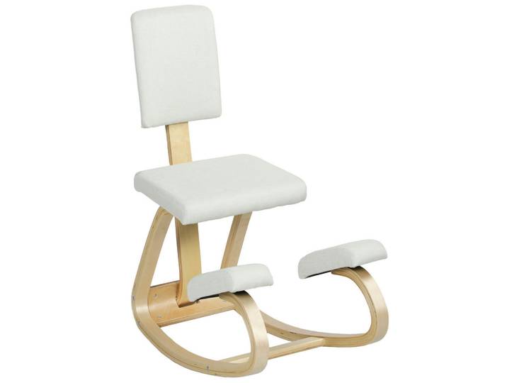 ComfortXL Kniestuhl De-05232 Ergonomisch & schaukelnd für gesunde Haltung Creme, Holz, 51x93x84 cm, Büromöbel, Bürostühle, Bürohocker