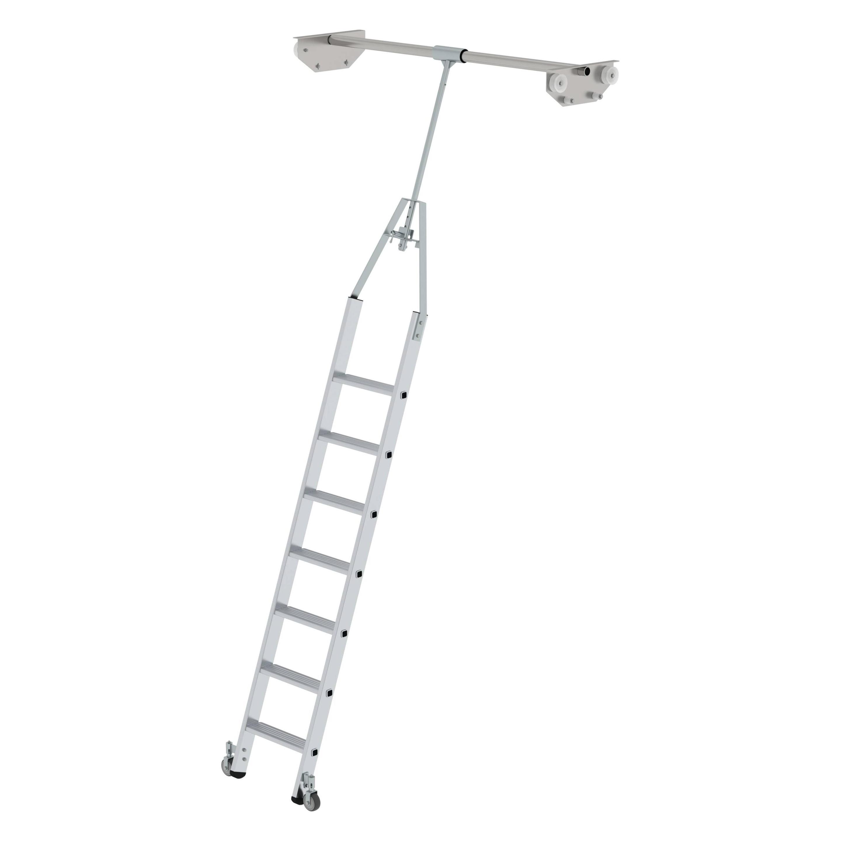 Munk Stufen Regalleiter drehbar für Doppelregal 7 Stufen (Regalleiter, 203 cm) (044507)