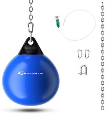 Costway 18 Inch 110 Pound Heavy Punching Water Aqua Bag with Adjustable Metal Chain-Blue