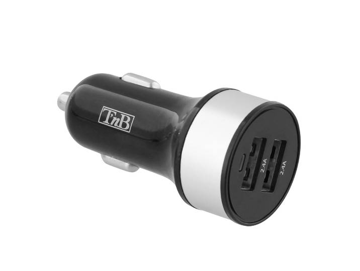 Adaptateur d'alimentation pour voiture - 24 Watt - 4.8 A - 2 connecteurs de sortie (USB) T'NB