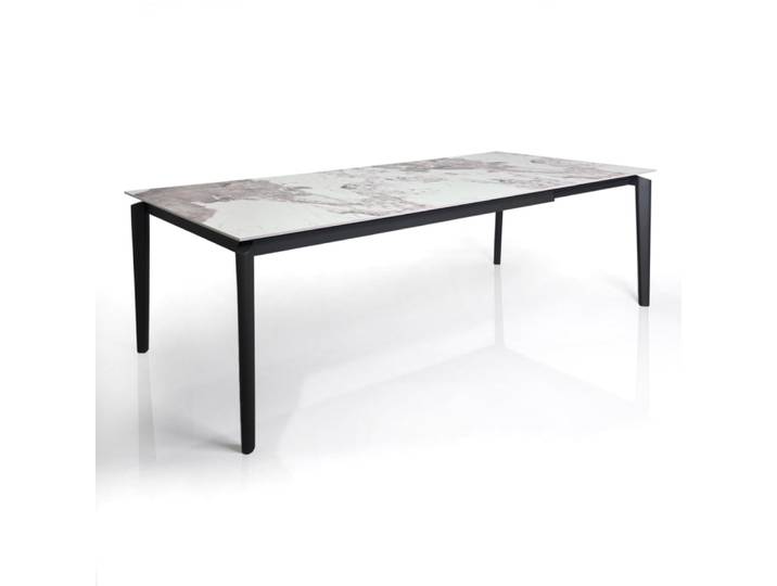 Table extensible céramique/acier onyx-gris 77,5x90x160-220 cm