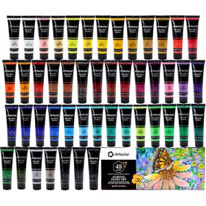 Artecho Acrylfarben ACTAF4836 Acrylic Paint, 48 Farben je 36ml, in Tuben
