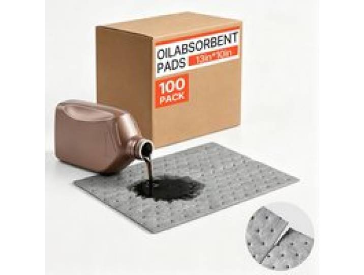 VEVOR 100 Stk. Ölsaugtücher 330x250mm Auffangmatten für Öl & Wasserbasis, Universelle Saugmatten zum Reinigen für Lager Werkstatt Garage Industrie, 3-Lagige Polypropylen-Struktur, Saugstark, mit Box
