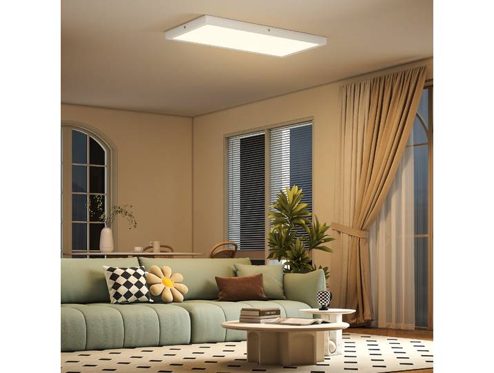 HOMCOM Lot 2 Plafonniers LED Réglables 60x30cm Blanc