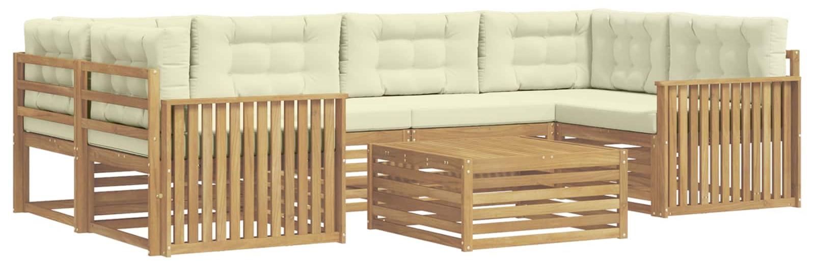 Outdoor-Sofagarnitur 7 Stk. Weiß und Creme
