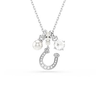 Kette mit Anhänger SWAROVSKI "Schmuck Geschenk Symbolica Halskette Hufeisen", silber (metallfarben, kristallweiß, weiß), Halsketten, Damen, Metall Perlen, Metall, Perlen, mit Swarovski Kristall - mit Swarovski Perle