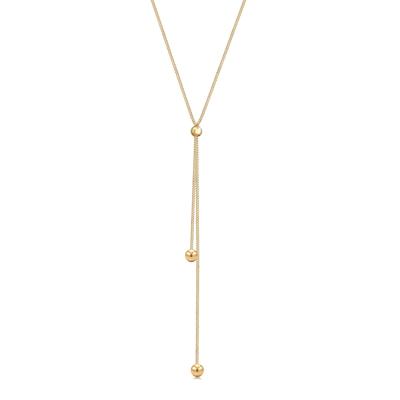 Y-Kette ELLI "Halskette Y-Kette Kugel Ball 925 Sterling Silber" Gr. 45, gold, Halsketten, Damen, 45, ohne Stein, Silber 925 (Sterlingsilber)