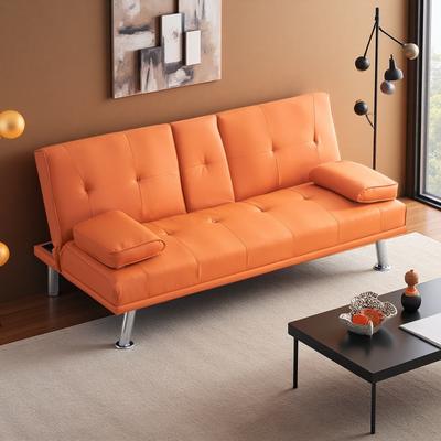 ZWYO HOSIMU "67"" Faux Leather Multifunctional Folding Sofa Bed with Adjustable Backrest & Coffee Table for Office, Apartment"